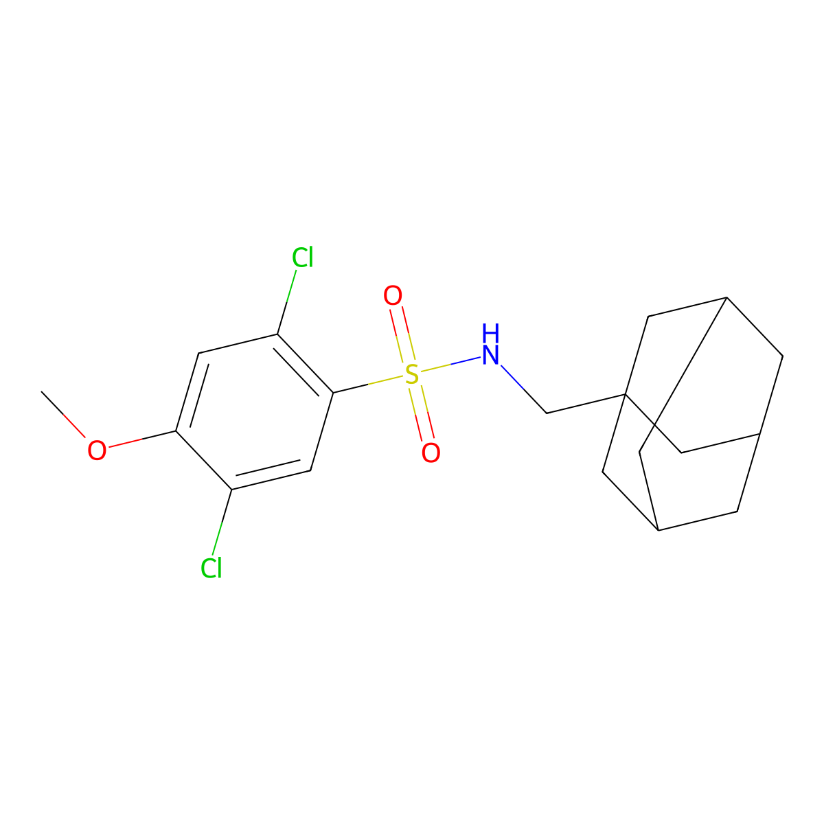 N-[(adamantan-1-yl)methyl]-2,5-dichloro-4-methoxybenzene-1-sulfonamide molecular structure, CAS 681852-16-4