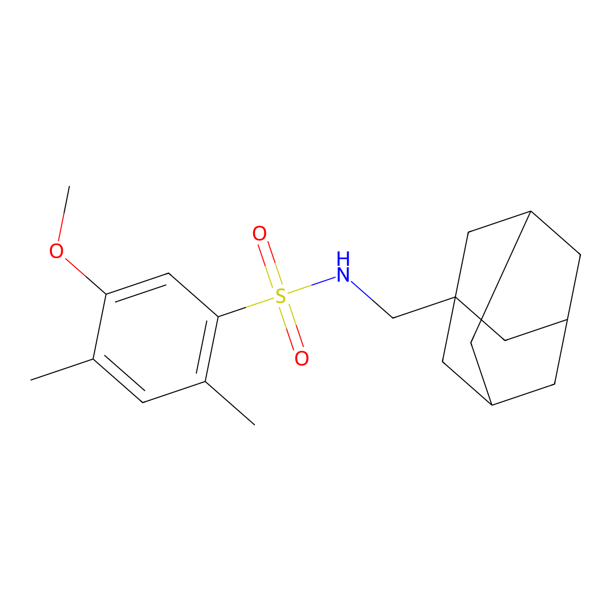 Benzenesulfonamide, N-(adamantan-1-yl)methyl-5-methoxy-2,4-dimethyl- molecular structure, CAS 681852-20-0