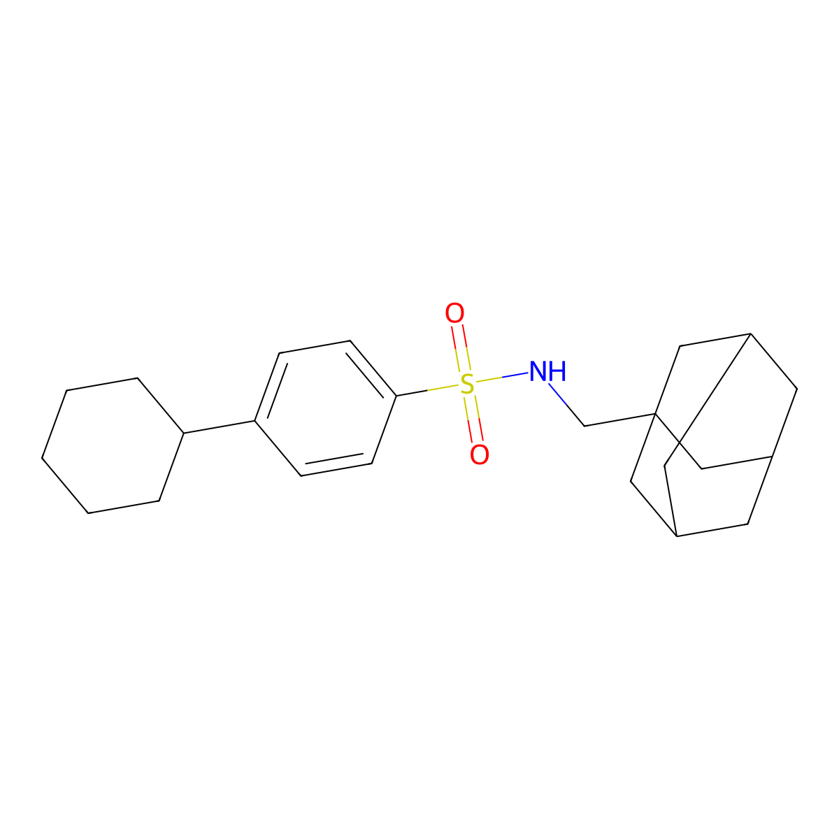 N-[(adamantan-1-yl)methyl]-4-cyclohexylbenzene-1-sulfonamide molecular structure, CAS 681852-26-6