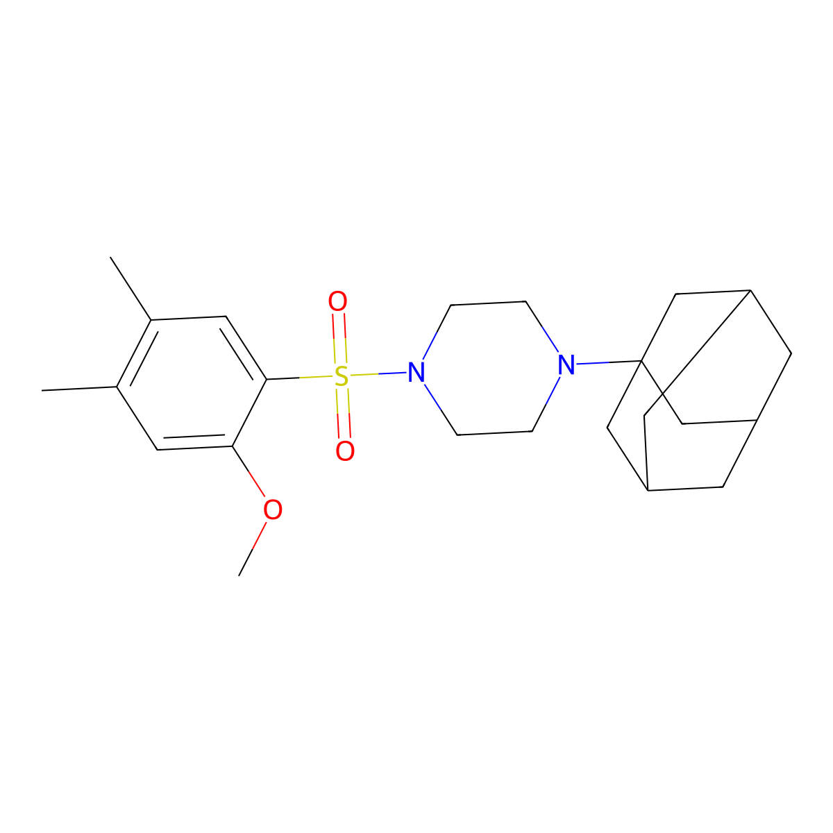1-(1-Adamantyl)-4-[(2-methoxy-4,5-dimethylphenyl)sulfonyl]piperazine molecular structure, CAS 681852-29-9