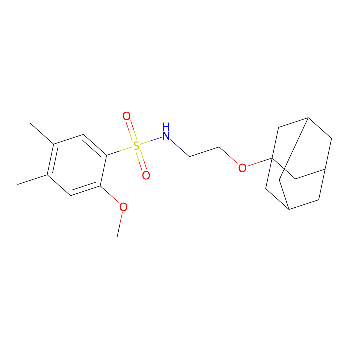 N-[2-(1-adamantyloxy)ethyl]-2-methoxy-4,5-dimethylbenzenesulfonamide molecular structure, CAS 681852-44-8