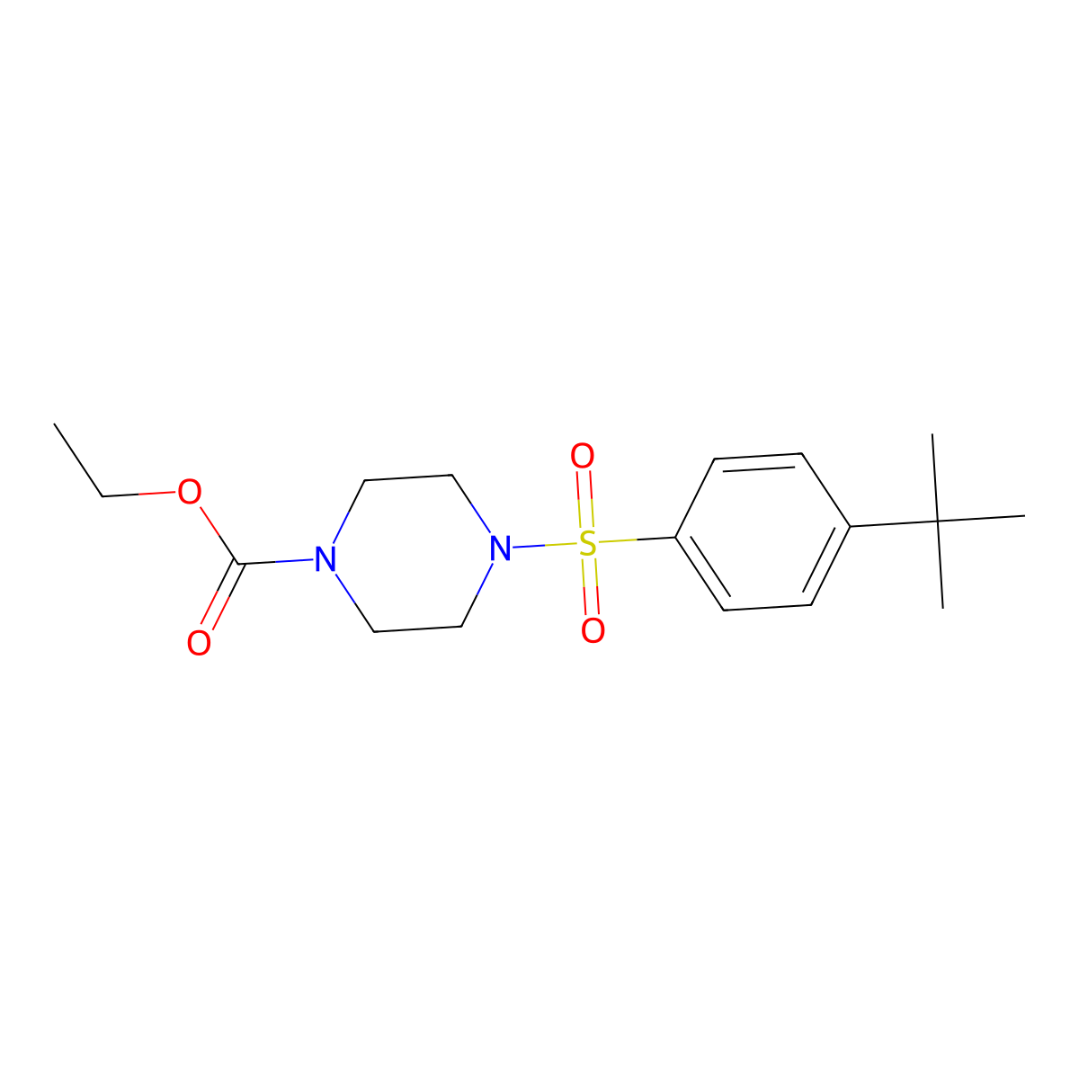 Piperazine-1-carboxylic acid, 4-(4-tert-butylbenzenesulfonyl)-, ethyl ester molecular structure, CAS 681852-55-1