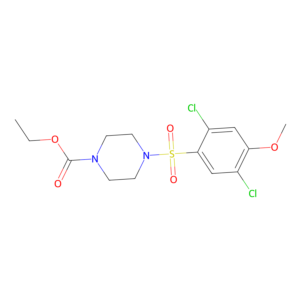 Ethyl 4-[(2,5-dichloro-4-methoxyphenyl)sulfonyl]piperazine-1-carboxylate molecular structure, CAS 681852-62-0