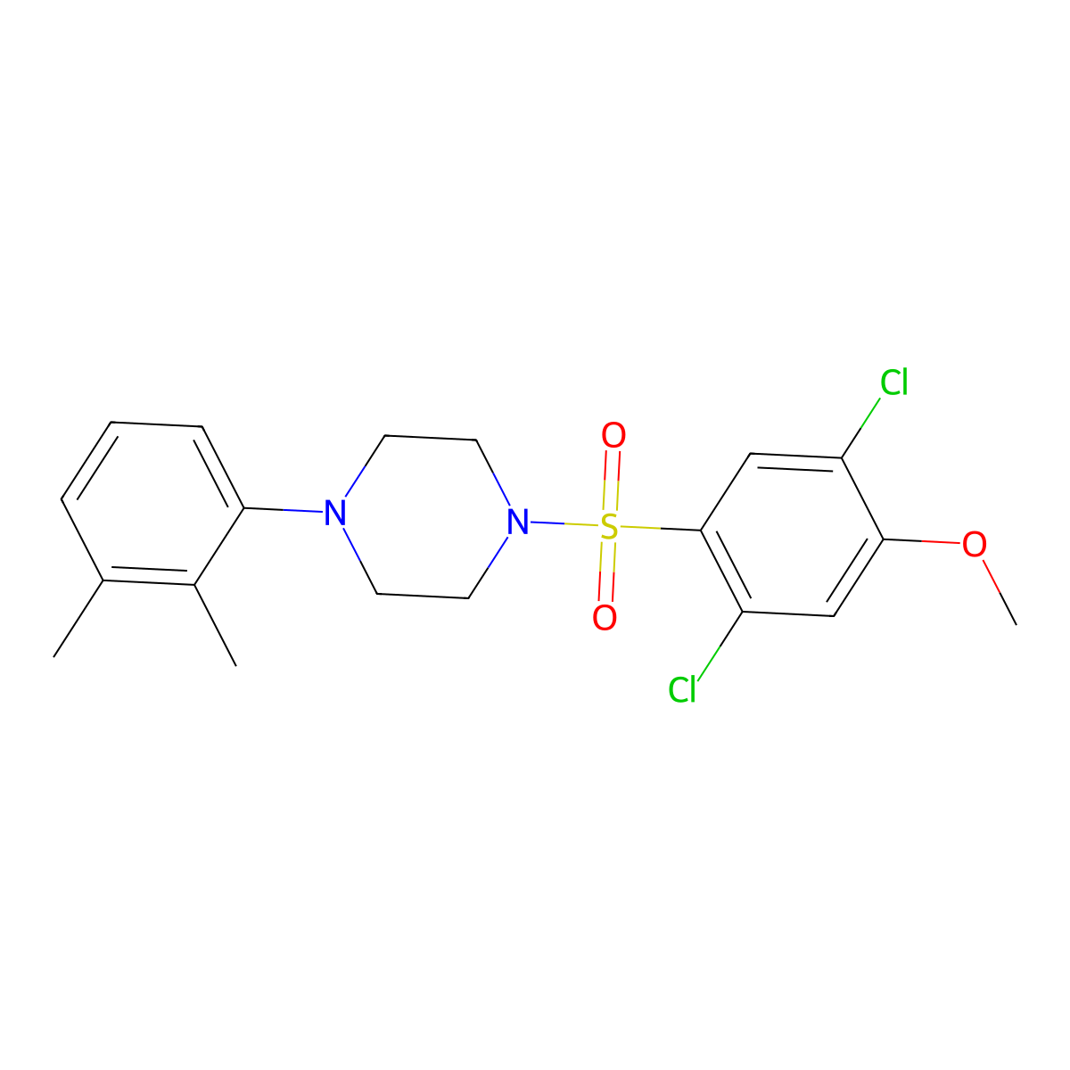 1-[(2,5-Dichloro-4-methoxyphenyl)sulfonyl]-4-(2,3-dimethylphenyl)piperazine molecular structure, CAS 681852-64-2