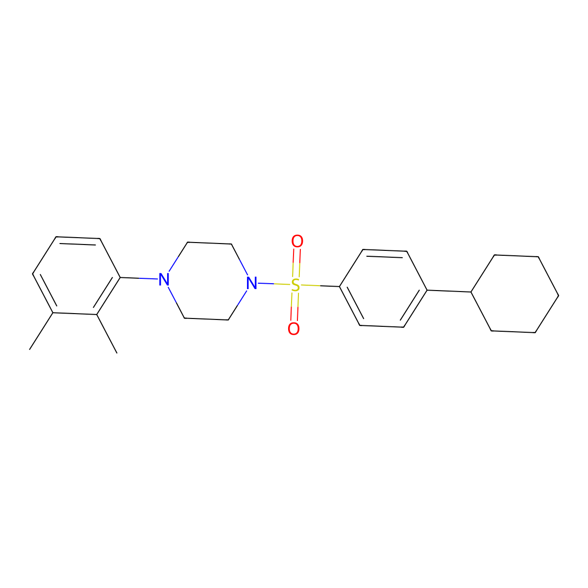 1-[(4-Cyclohexylphenyl)sulfonyl]-4-(2,3-dimethylphenyl)piperazine molecular structure, CAS 681852-70-0
