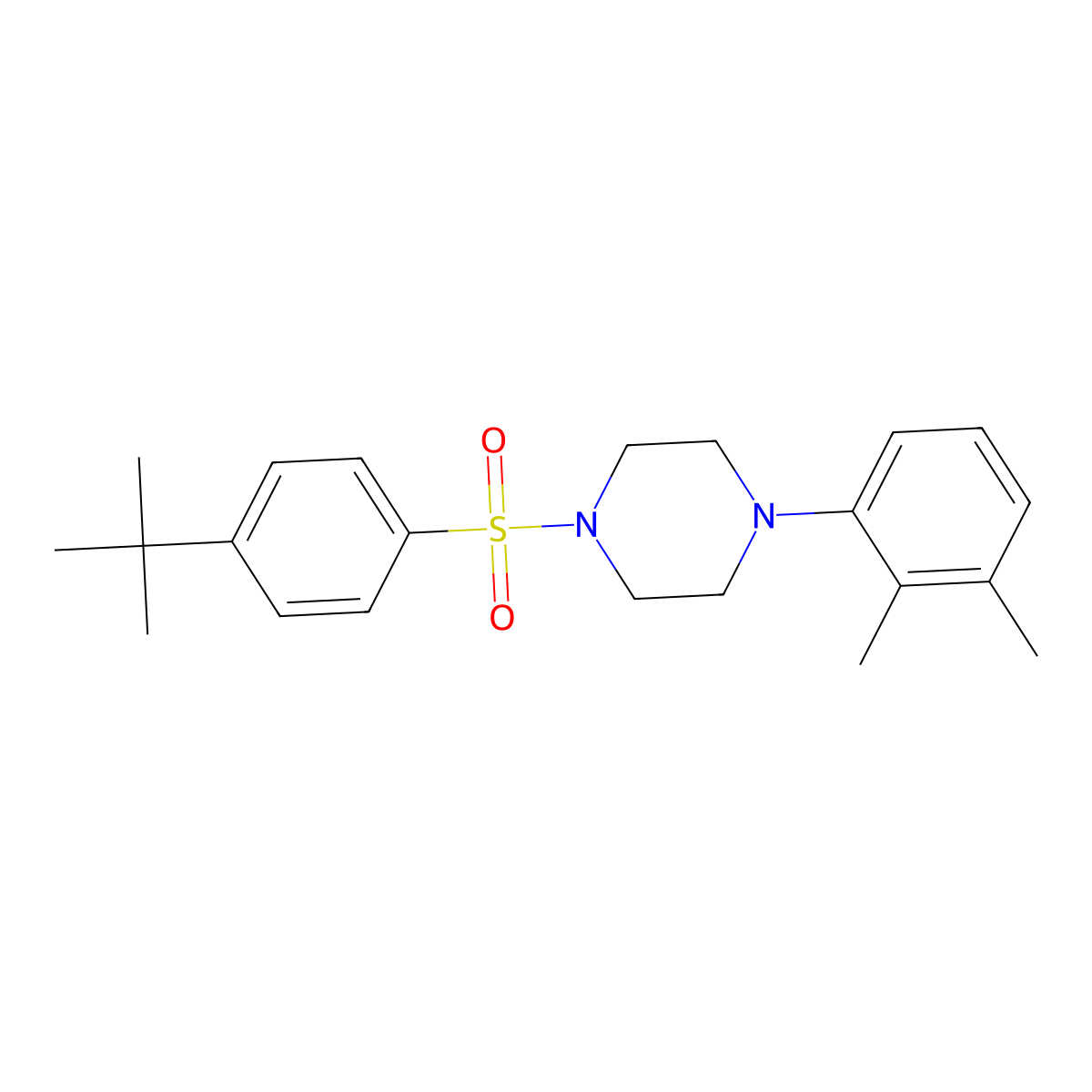 Piperazine, 1-(4-tert-butylbenzenesulfonyl)-4-(2,3-dimethylphenyl)- molecular structure, CAS 681852-71-1