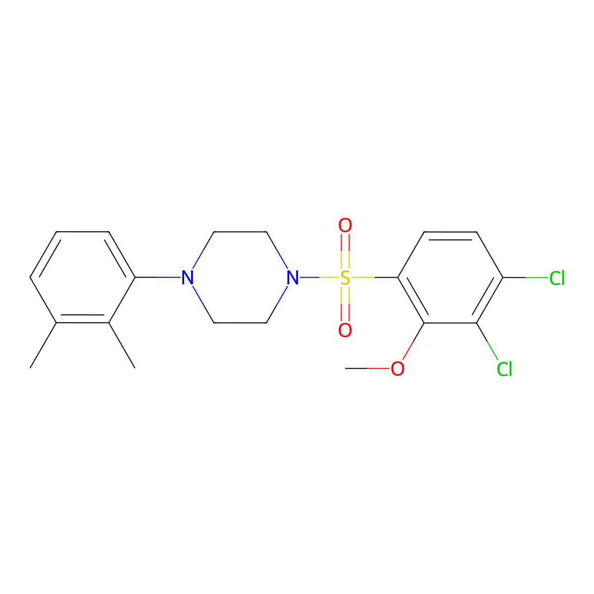 1-[(3,4-Dichloro-2-methoxyphenyl)sulfonyl]-4-(2,3-dimethylphenyl)piperazine molecular structure, CAS 681852-78-8