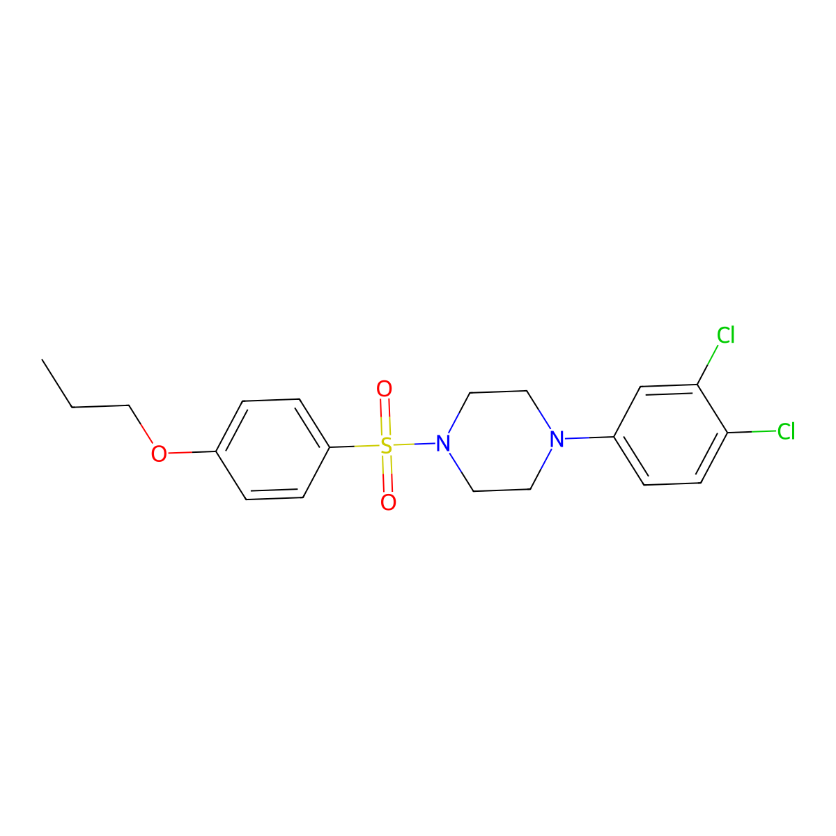 1-(3,4-Dichlorophenyl)-4-(4-propoxybenzenesulfonyl)piperazine molecular structure, CAS 681852-80-2