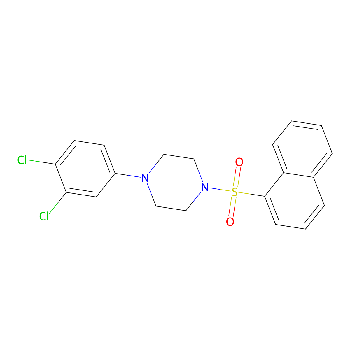 4-(3,4-Dichlorophenyl)-1-(naphthylsulfonyl)piperazine molecular structure, CAS 681852-81-3