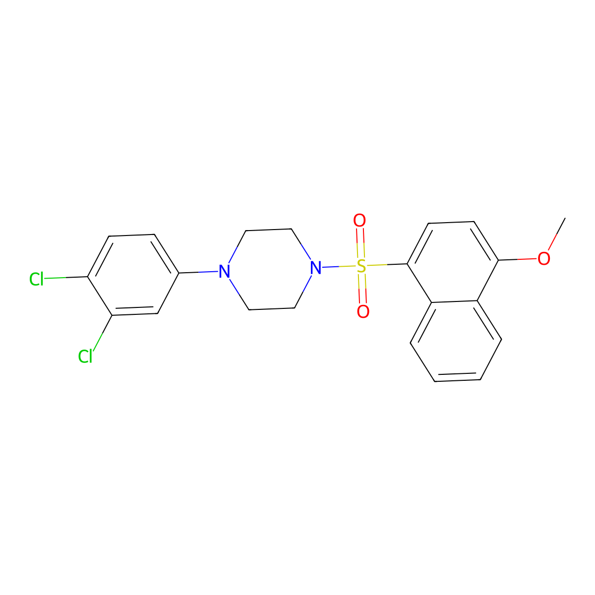 1-(3,4-Dichlorophenyl)-4-[(4-methoxynaphthalen-1-yl)sulfonyl]piperazine molecular structure, CAS 681852-82-4