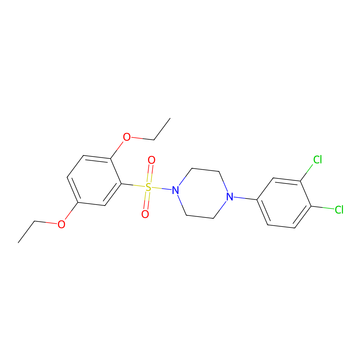1-(3,4-Dichlorophenyl)-4-(2,5-diethoxybenzenesulfonyl)piperazine molecular structure, CAS 681852-85-7