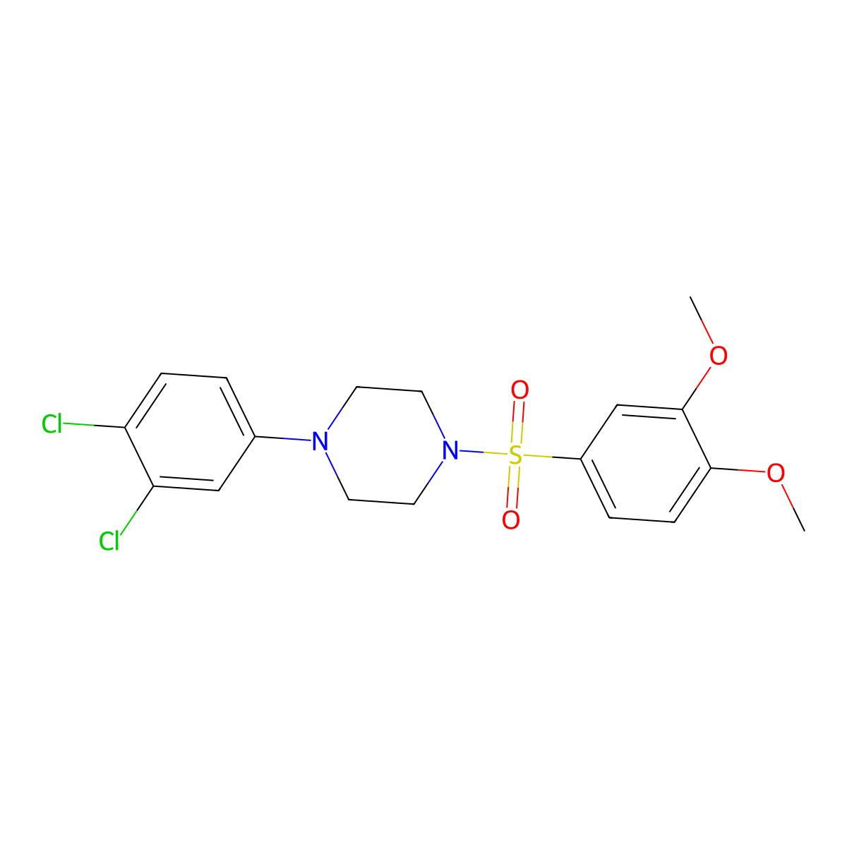 1-(3,4-Dichlorophenyl)-4-[(3,4-dimethoxyphenyl)sulfonyl]piperazine molecular structure, CAS 681852-87-9