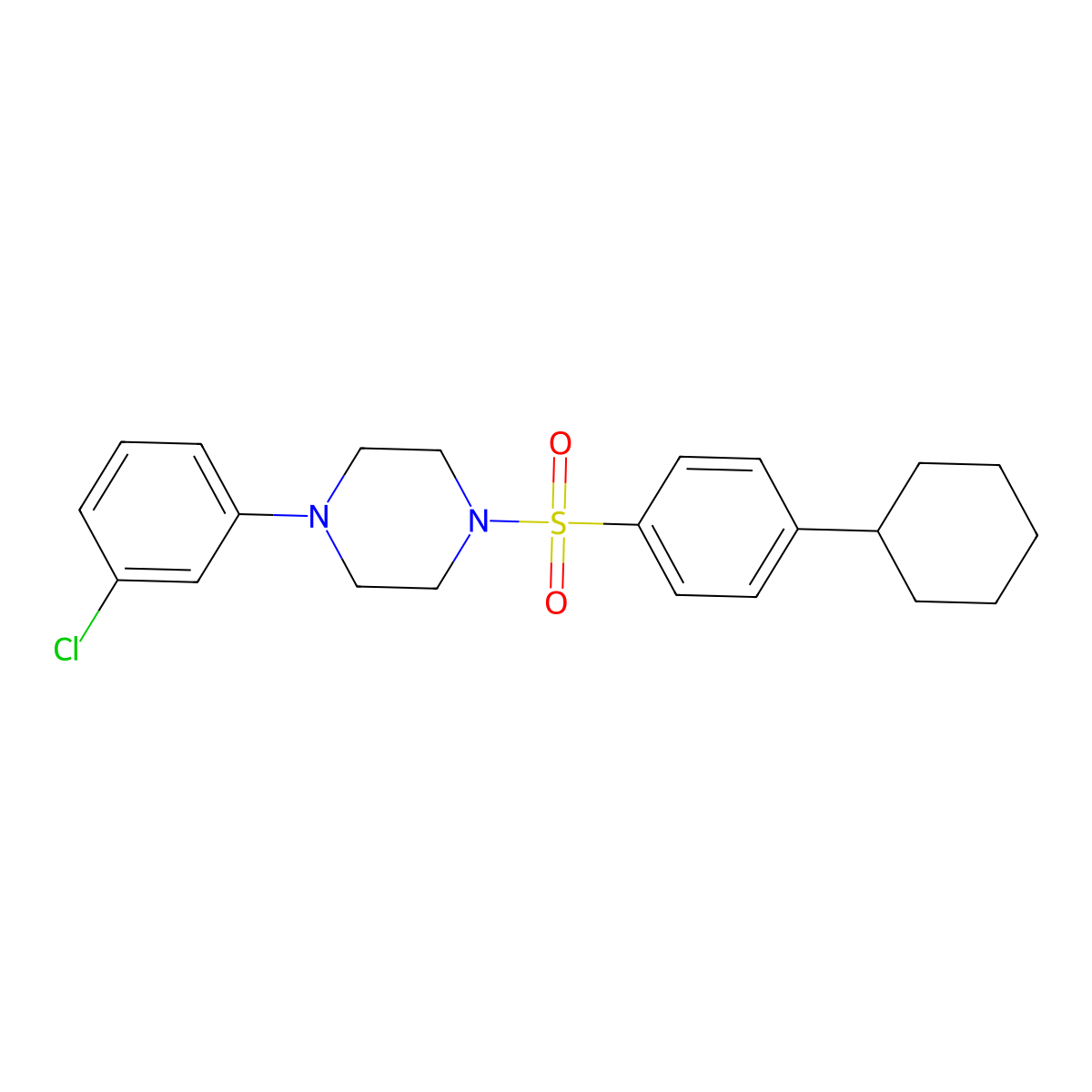1-(3-Chlorophenyl)-4-[(4-cyclohexylphenyl)sulfonyl]piperazine molecular structure, CAS 681852-95-9