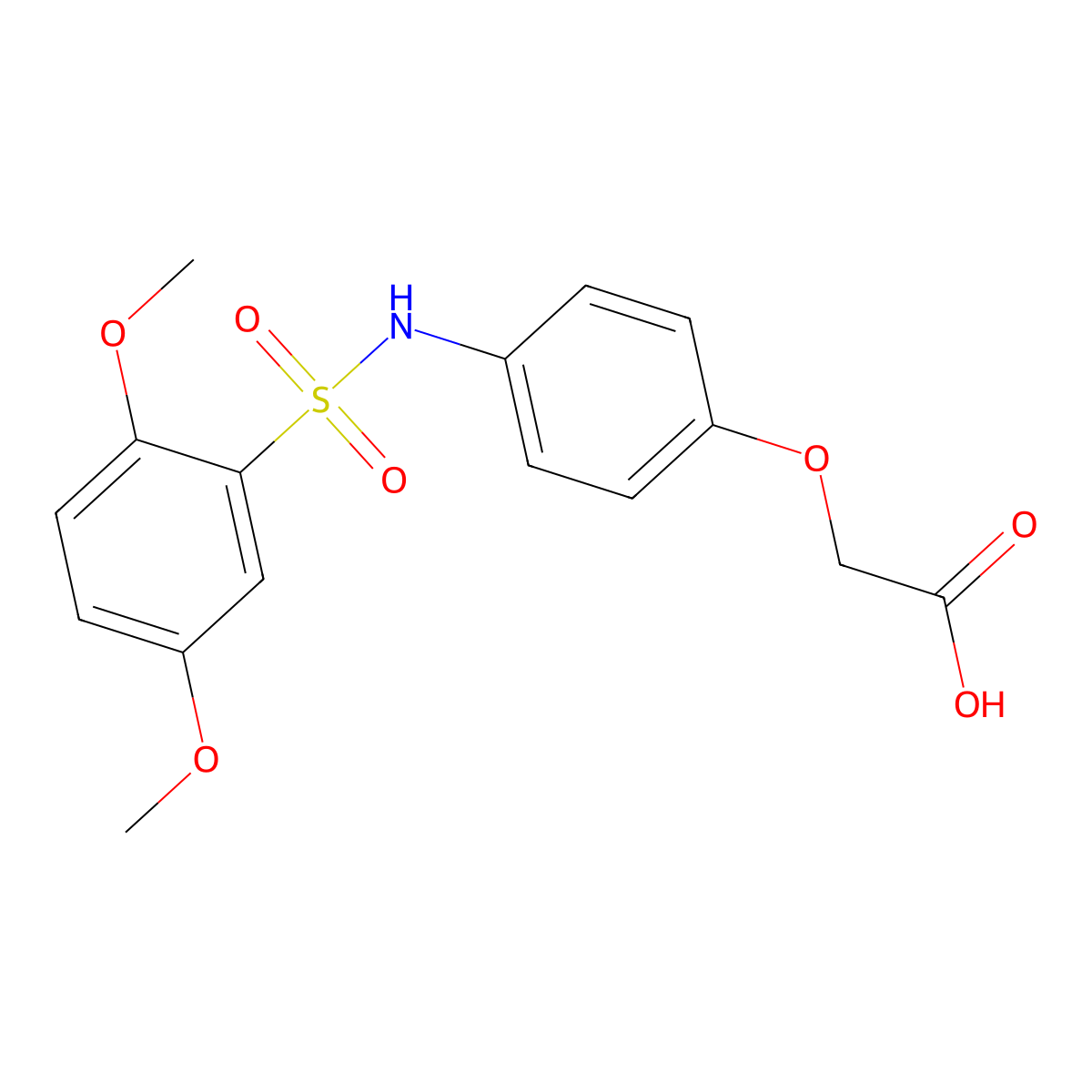 (4-{[(2,5-Dimethoxyphenyl)sulfonyl]amino}phenoxy)acetic acid molecular structure, CAS 681853-04-3