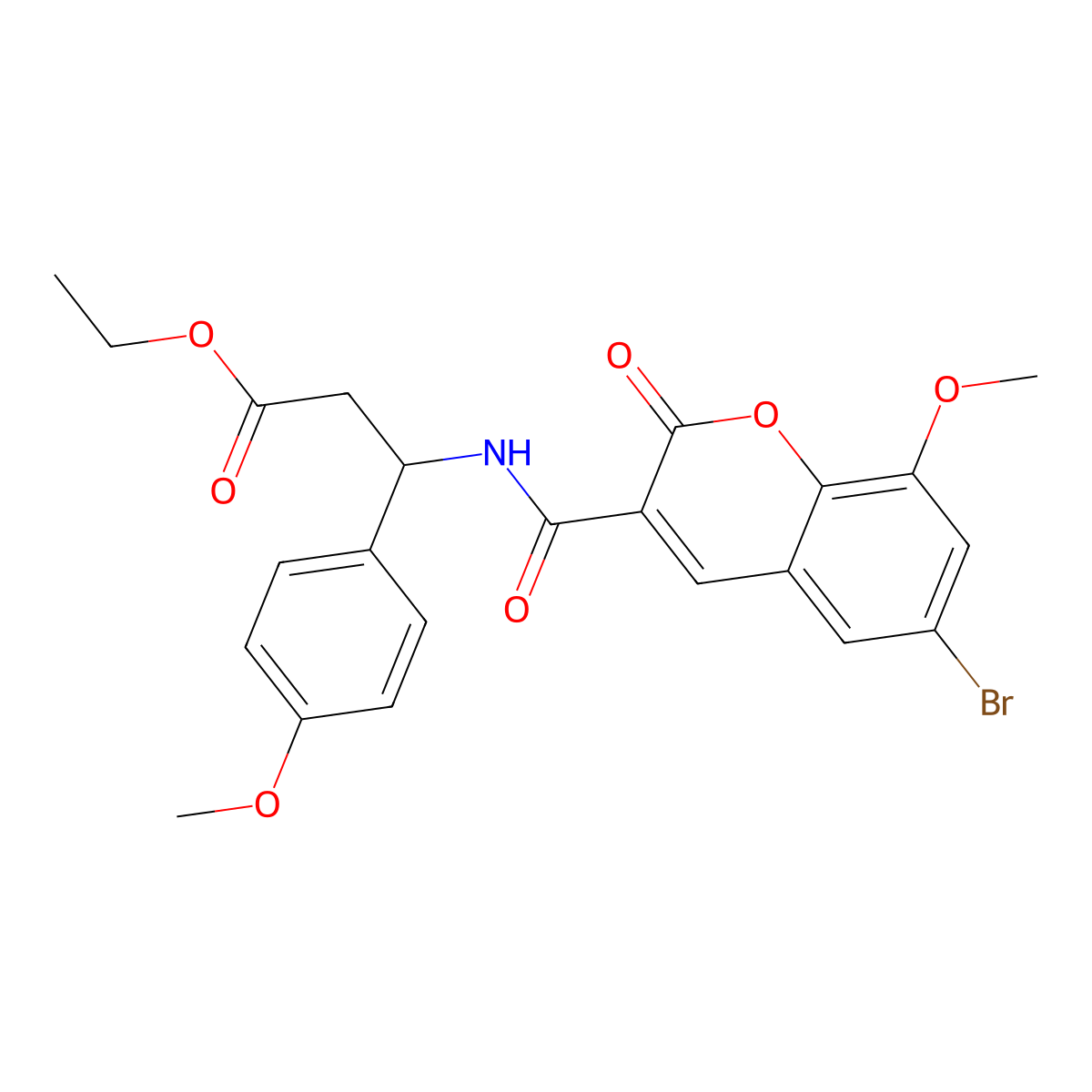 Ethyl 3-[(6-bromo-8-methoxy-2-oxochromene-3-carbonyl)amino]-3-(4-methoxyphenyl)propanoate molecular structure, CAS 681853-08-7