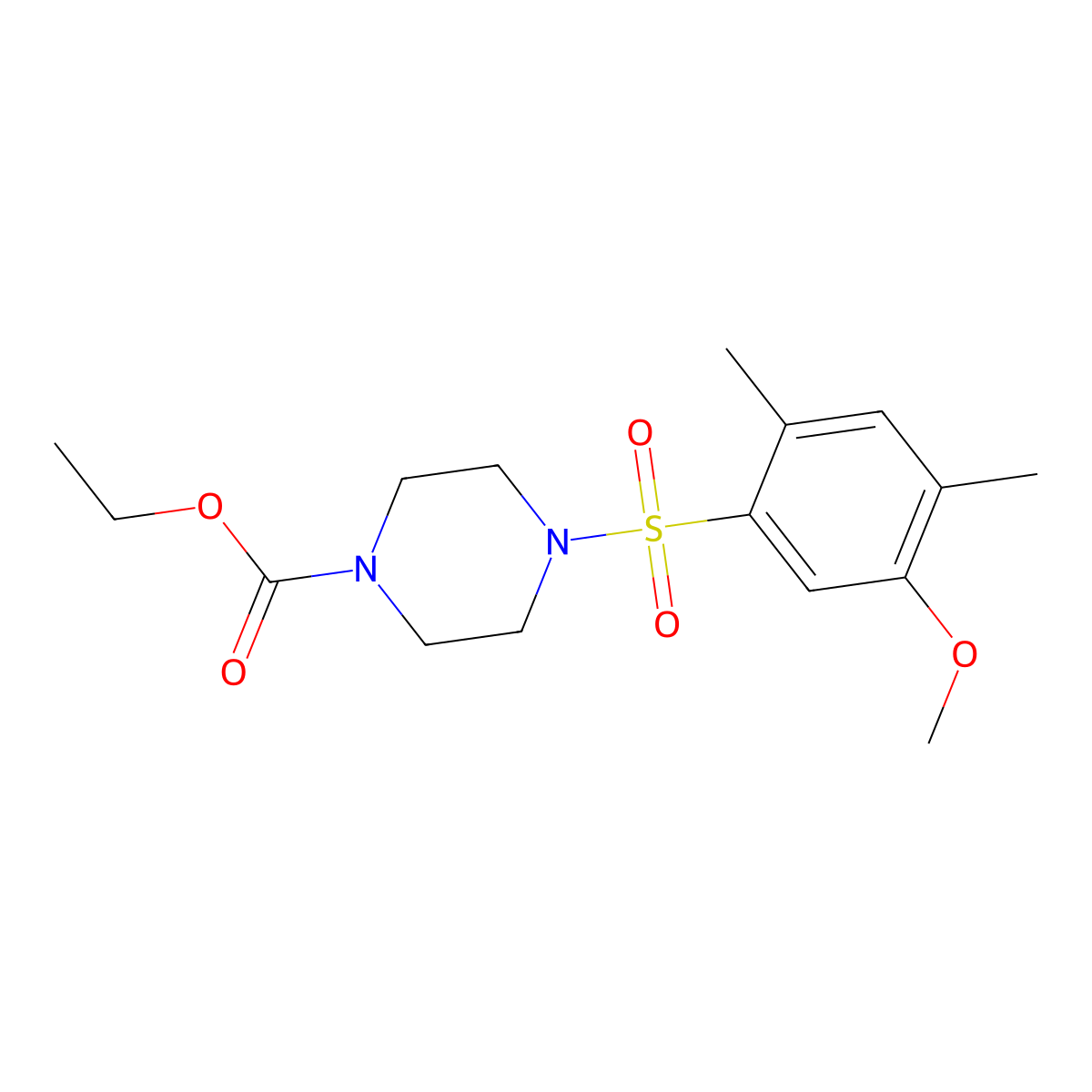 Piperazine-1-carboxylic acid, 4-(5-methoxy-2,4-dimethylbenzenesulfonyl)-, ethyl ester molecular structure, CAS 681853-22-5