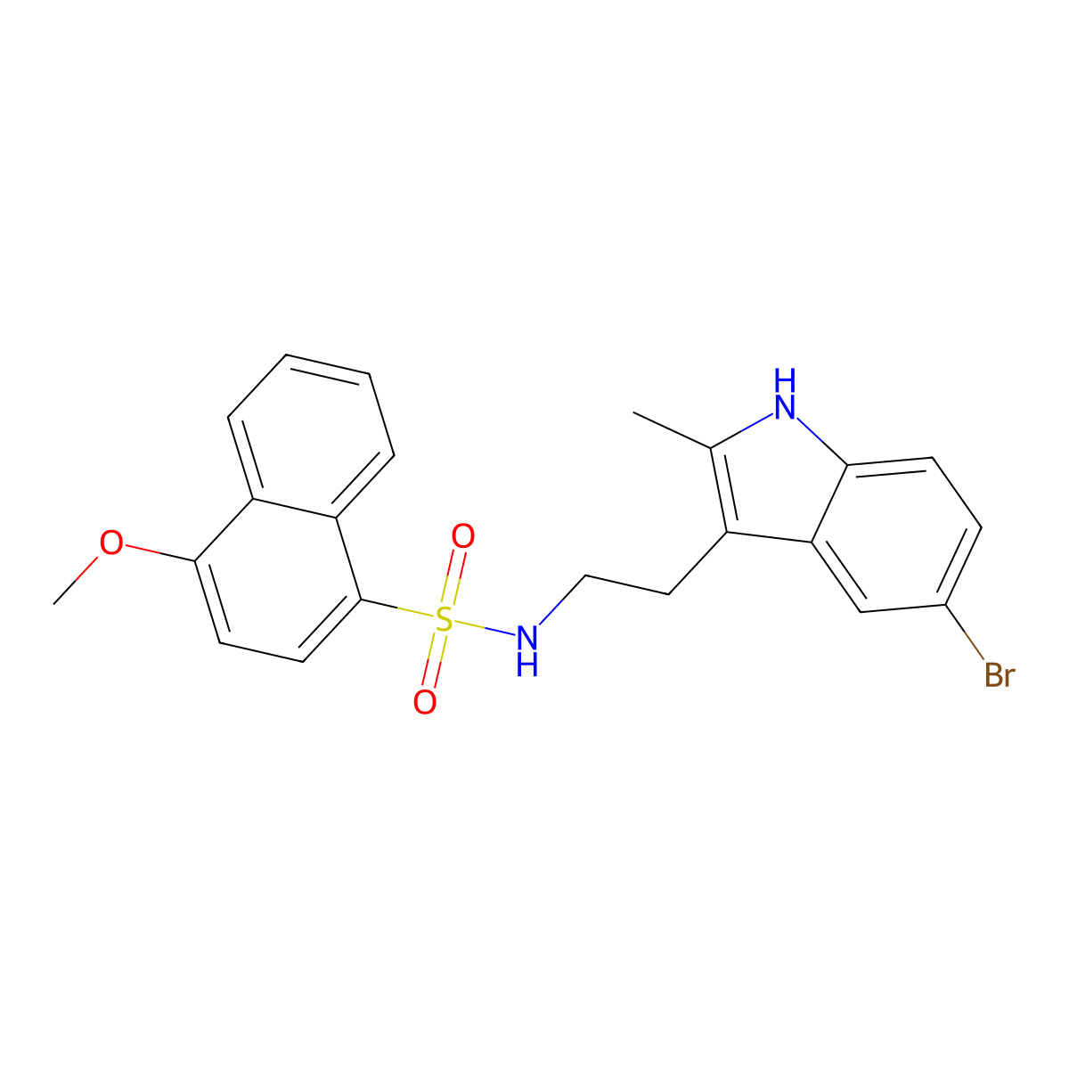 N-[2-(5-bromo-2-methyl-1H-indol-3-yl)ethyl]-4-methoxynaphthalene-1-sulfonamide molecular structure, CAS 681853-26-9