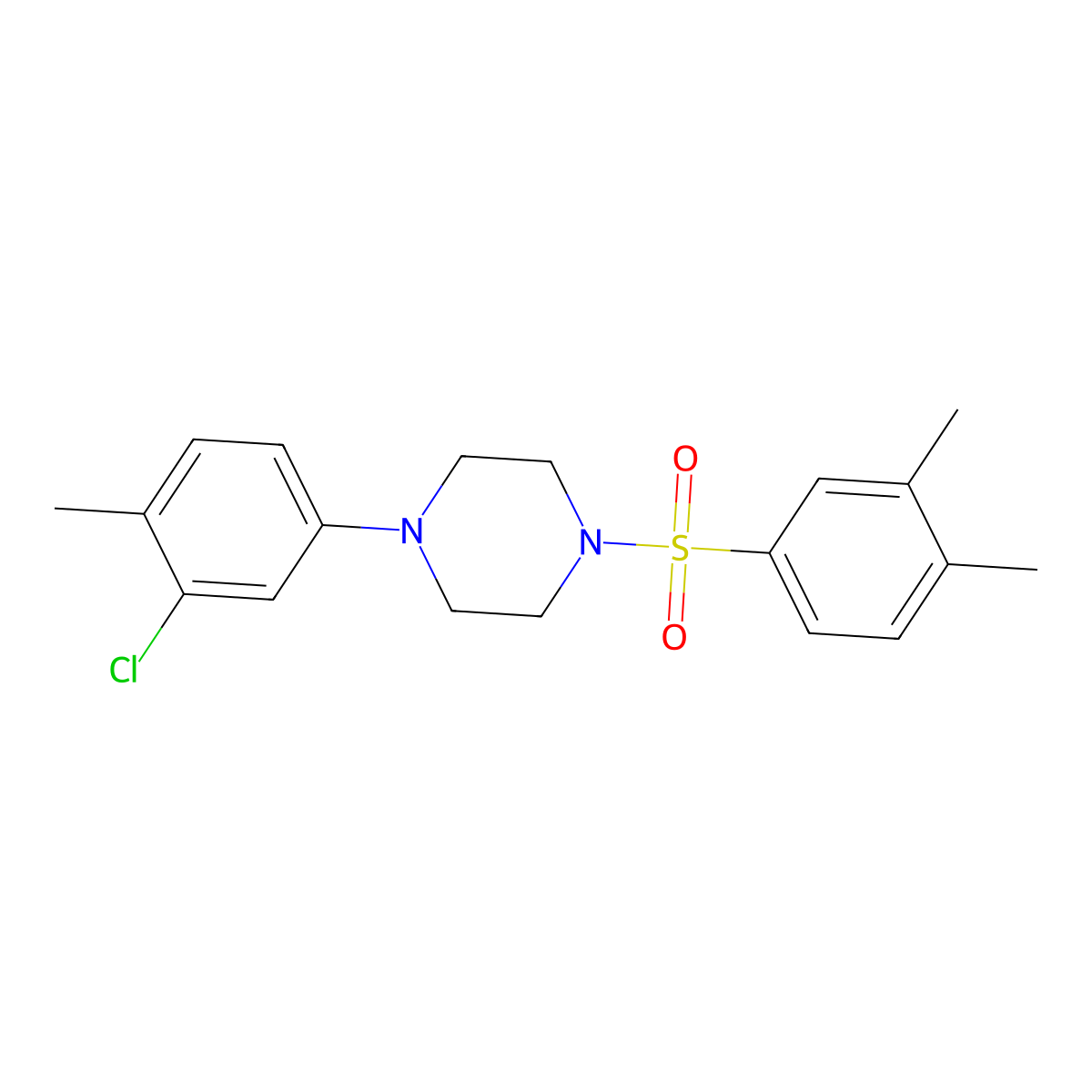 1-(3-Chloro-4-methylphenyl)-4-[(3,4-dimethylphenyl)sulfonyl]piperazine molecular structure, CAS 681853-35-0