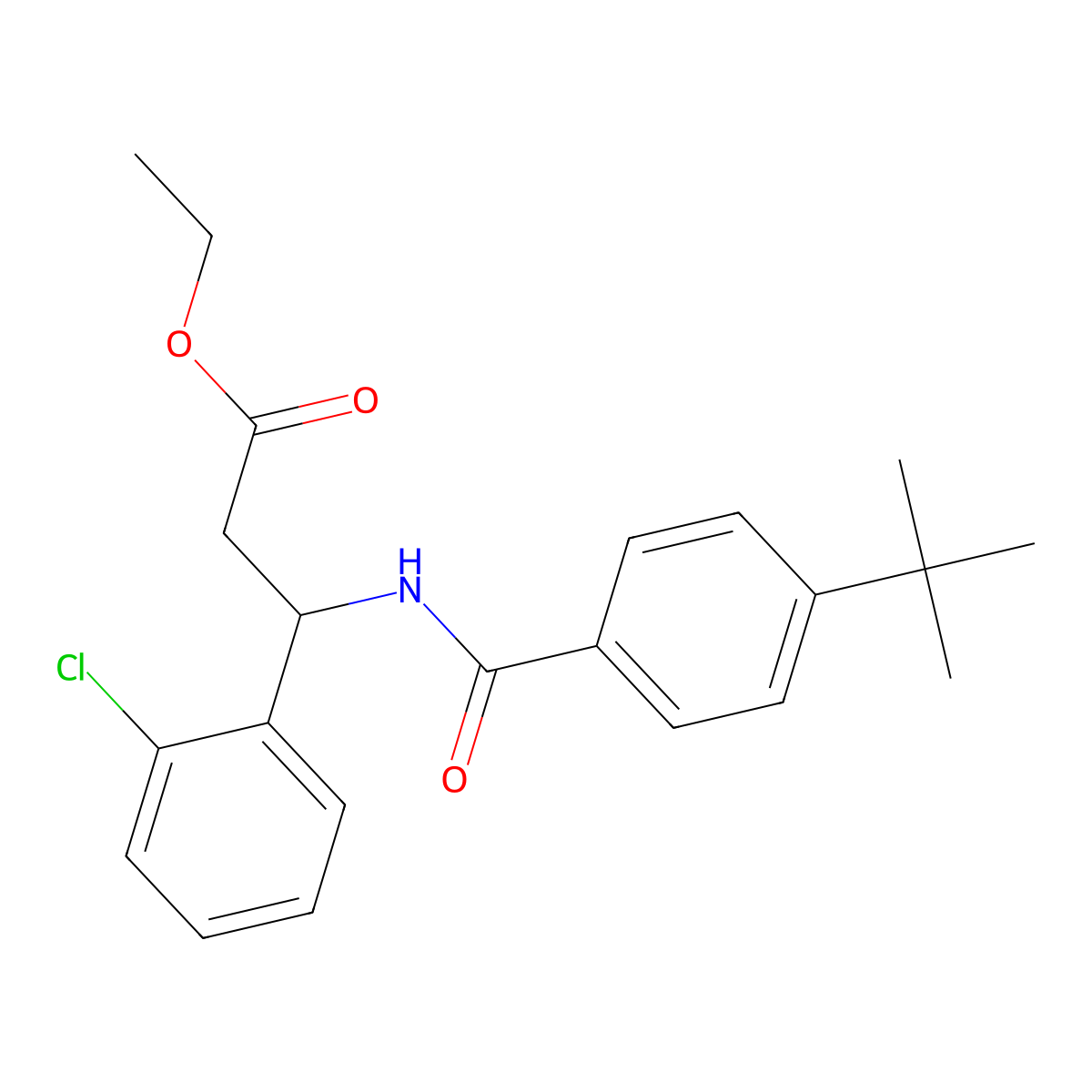 Ethyl 3-[(4-tert-butylphenyl)formamido]-3-(2-chlorophenyl)propanoate molecular structure, CAS 681853-36-1
