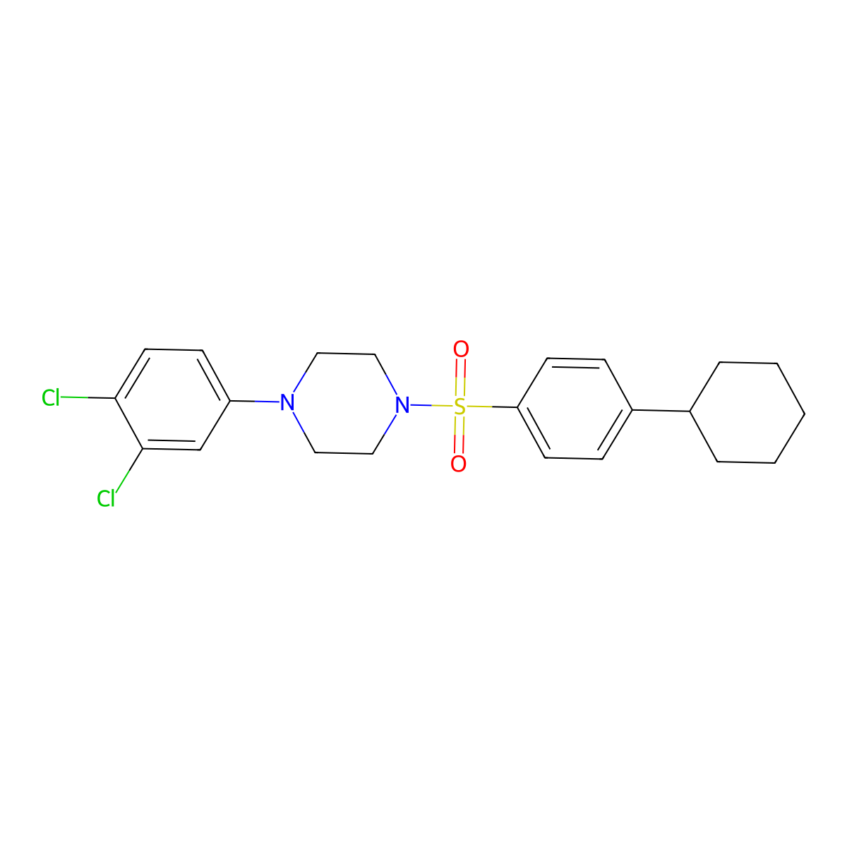 1-[(4-Cyclohexylphenyl)sulfonyl]-4-(3,4-dichlorophenyl)piperazine molecular structure, CAS 681853-37-2