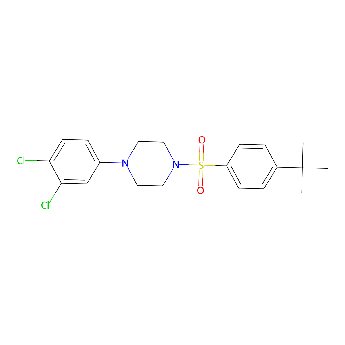1-(4-Tert-butylbenzenesulfonyl)-4-(3,4-dichlorophenyl)piperazine molecular structure, CAS 681853-38-3