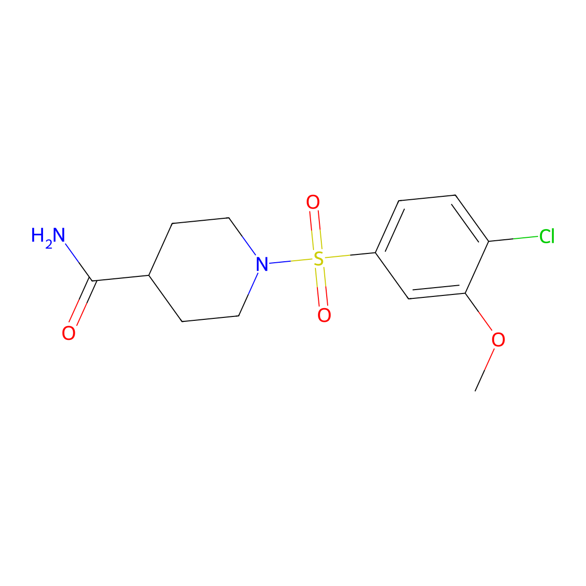 1-[(4-Chloro-3-methoxyphenyl)sulfonyl]-4-piperidinecarboxamide molecular structure, CAS 681853-42-9