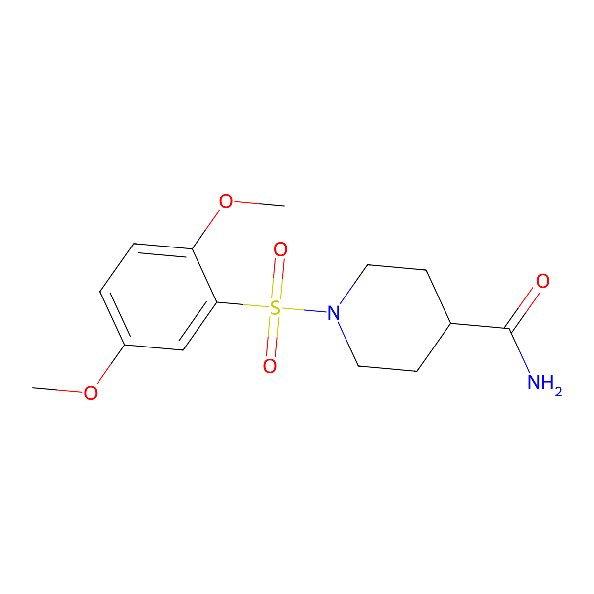 1-(2,5-Dimethoxybenzenesulfonyl)piperidine-4-carboxamide molecular structure, CAS 681853-45-2