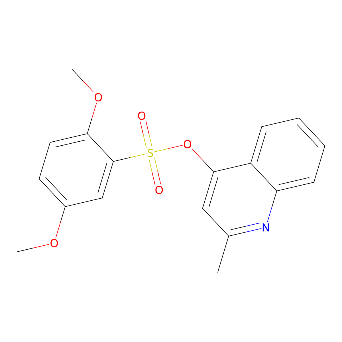 2-Methyl-4-quinolinyl 2,5-dimethoxybenzenesulfonate molecular structure, CAS 681853-46-3