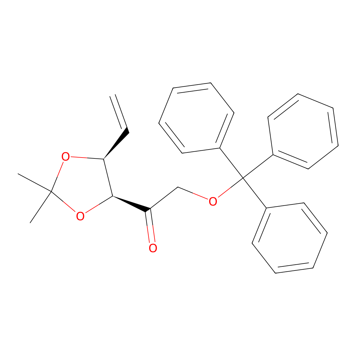 1-((4S,5S)-2,2-dimethyl-5-vinyl-1,3-dioxolan-4-yl)-2-(trityloxy)ethanone molecular structure, CAS 681853-96-3