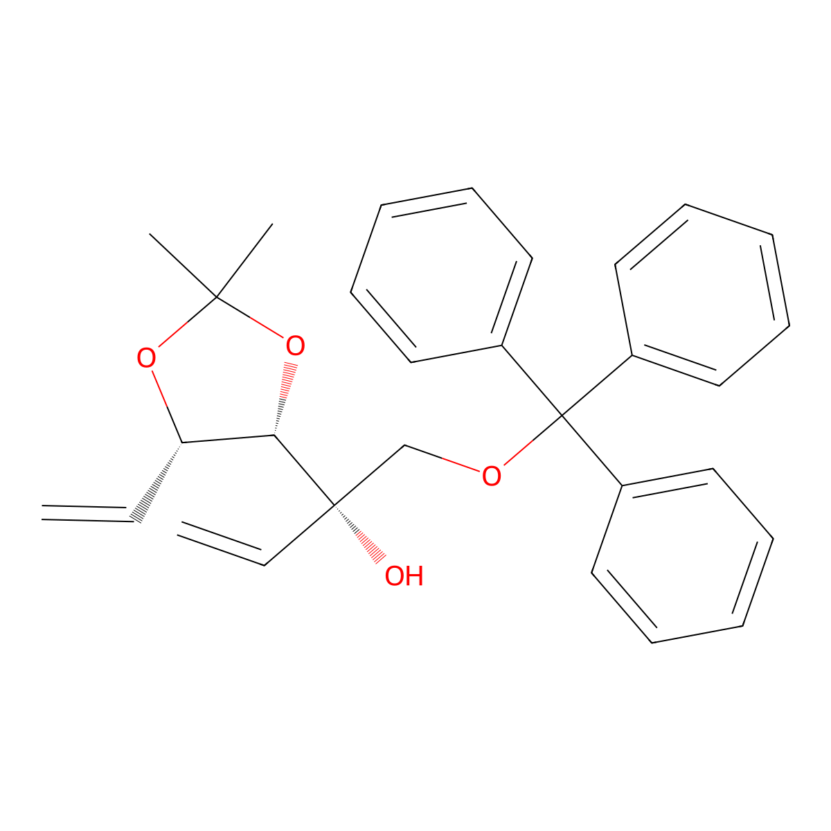 5,6-Dideoxy-2-C-ethenyl-3,4-O-(1-methylethylidene)-1-O-(triphenylmethyl)-L-arabino-hex-5-enitol molecular structure, CAS 681853-98-5