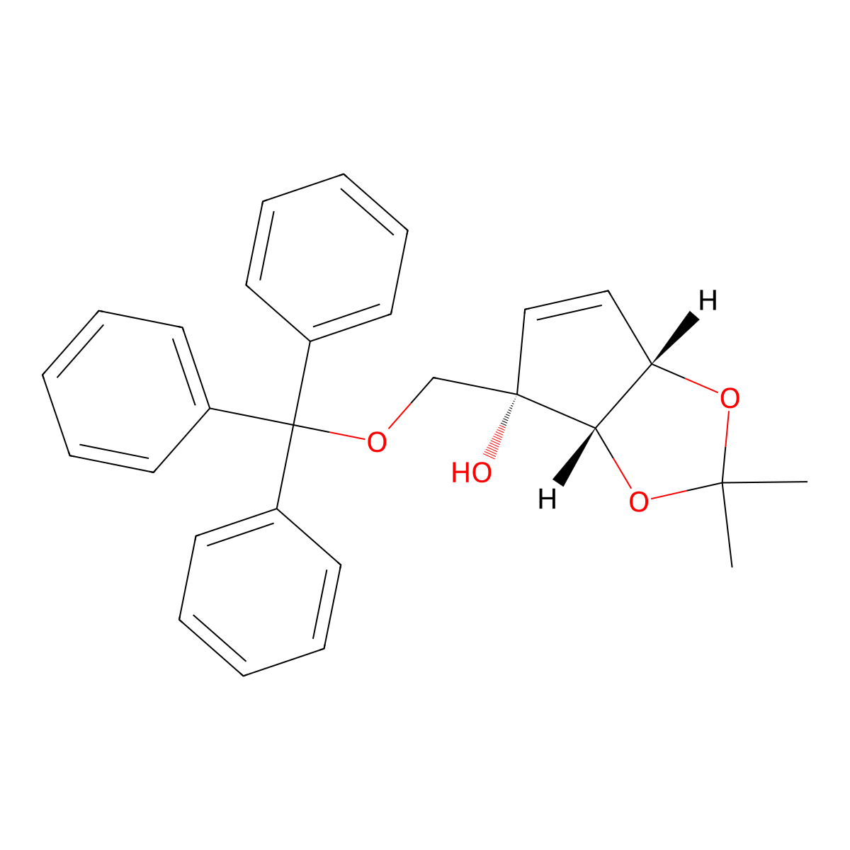 (3aS,4S,6aS)-2,2-dimethyl-4-((trityloxy)methyl)-4,6a-dihydro-3aH-cyclopenta[d][1,3]dioxol-4-ol molecular structure, CAS 681854-00-2