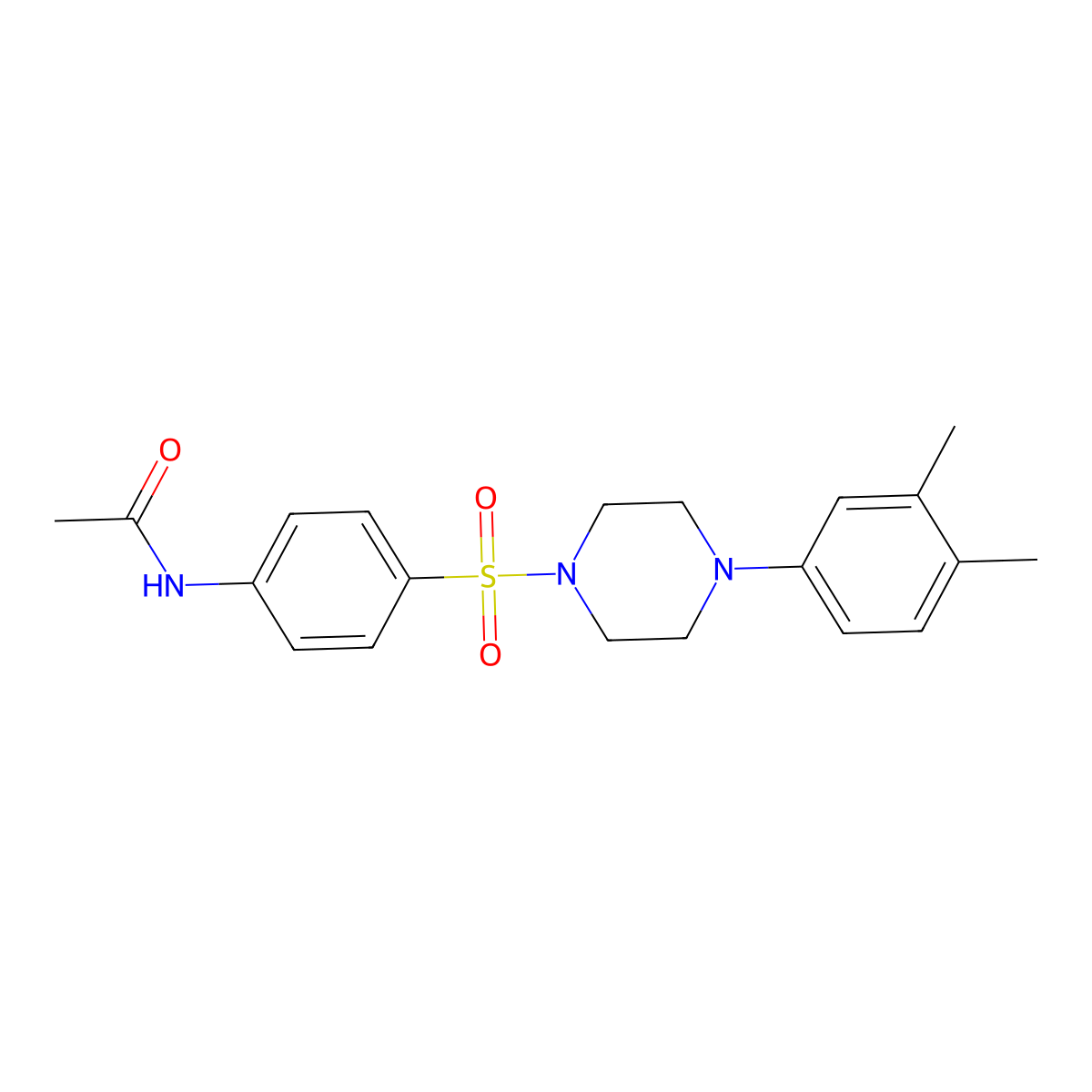 N-(4-{[4-(3,4-dimethylphenyl)piperazin-1-yl]sulfonyl}phenyl)acetamide molecular structure, CAS 681854-26-2