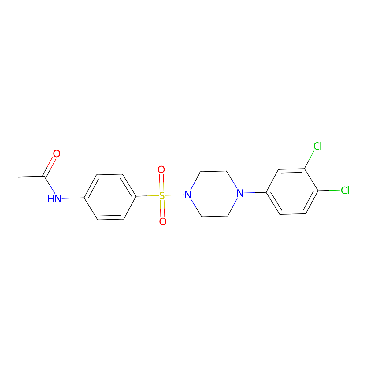 N-(4-{[4-(3,4-dichlorophenyl)piperazin-1-yl]sulfonyl}phenyl)acetamide molecular structure, CAS 681854-75-1