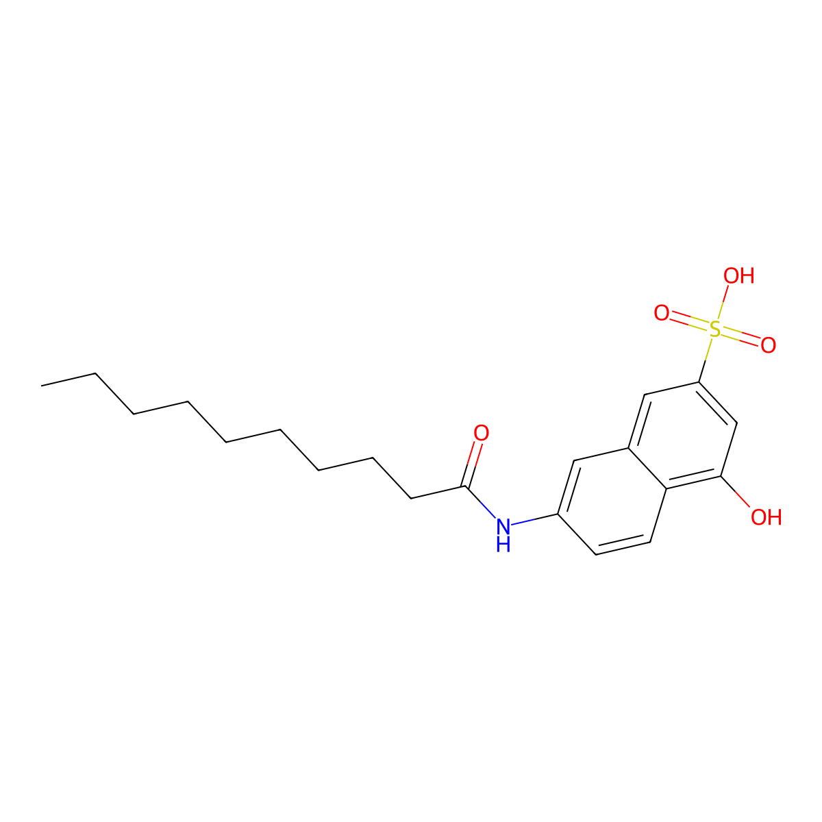 2-Naphthalenesulfonic acid, 4-hydroxy-7-((1-oxodecyl)amino)- molecular structure, CAS 68189-33-3