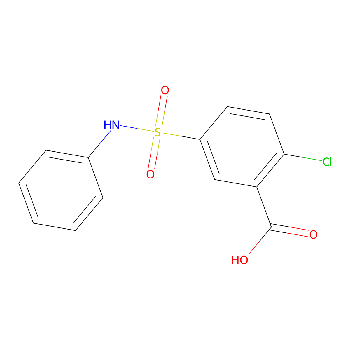 Benzoic acid, 2-chloro-5-[(phenylamino)sulfonyl]- molecular structure, CAS 68189-34-4