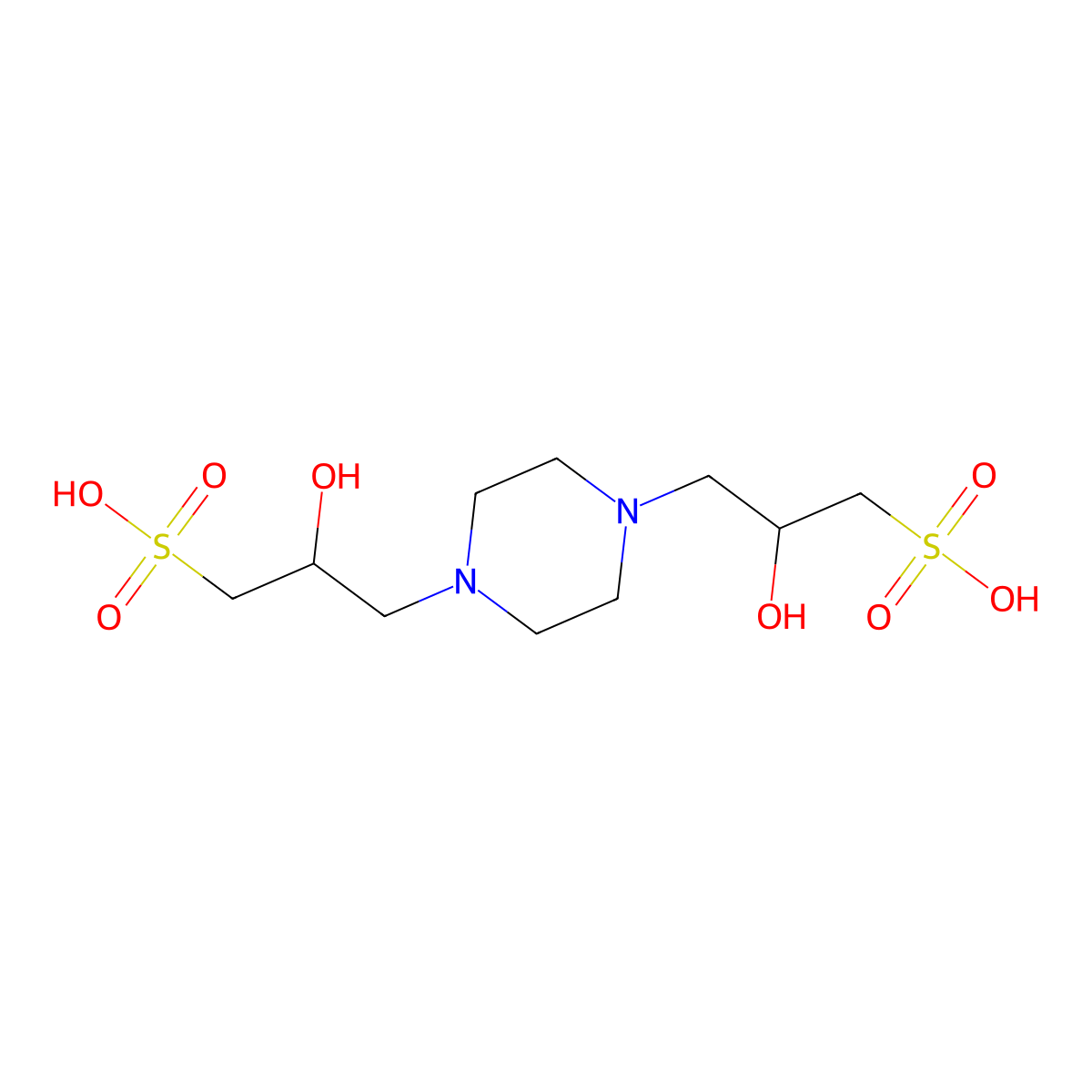 1,4-Piperazinedipropanesulfonic acid, beta1,beta4-dihydroxy- molecular structure, CAS 68189-43-5