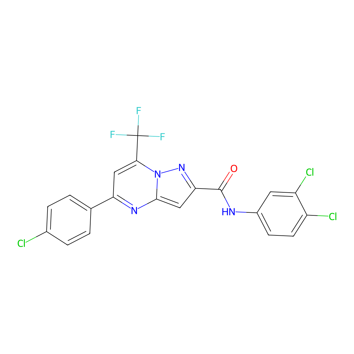 5-(4-chlorophenyl)-N-(3,4-dichlorophenyl)-7-(trifluoromethyl)pyrazolo[1,5-a]pyrimidine-2-carboxamide molecular structure, CAS 6819-31-4