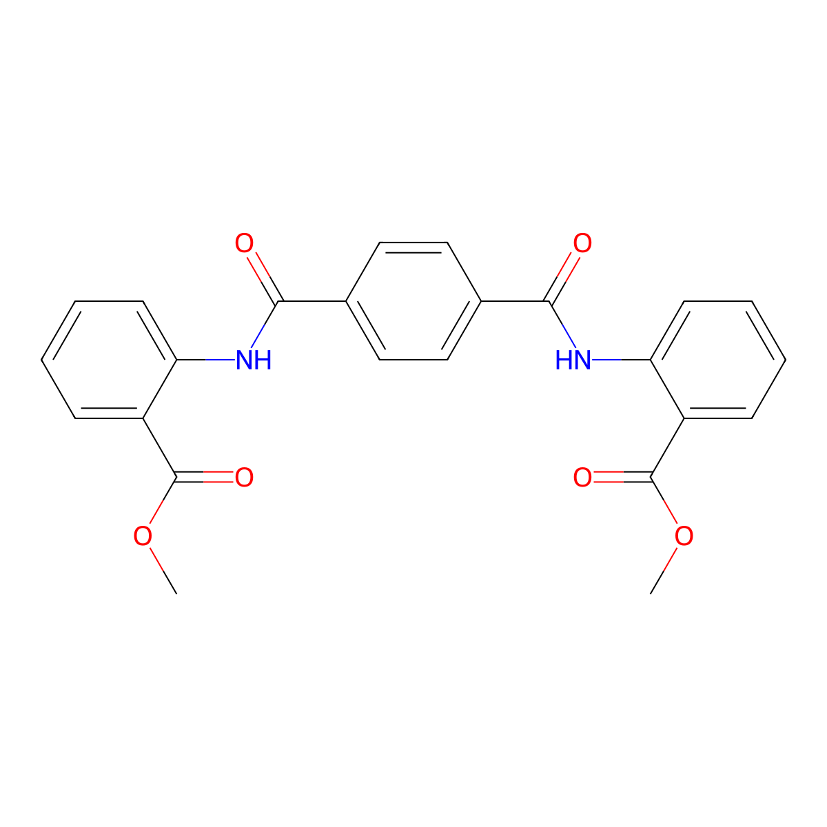 Methyl 2-[[4-[(2-methoxycarbonylphenyl)carbamoyl]benzoyl]amino]benzoate molecular structure, CAS 68191-39-9