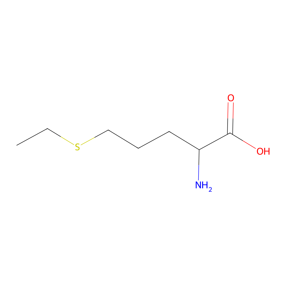 2-Amino-5-(ethylsulfanyl)pentanoic acid molecular structure, CAS 68195-11-9