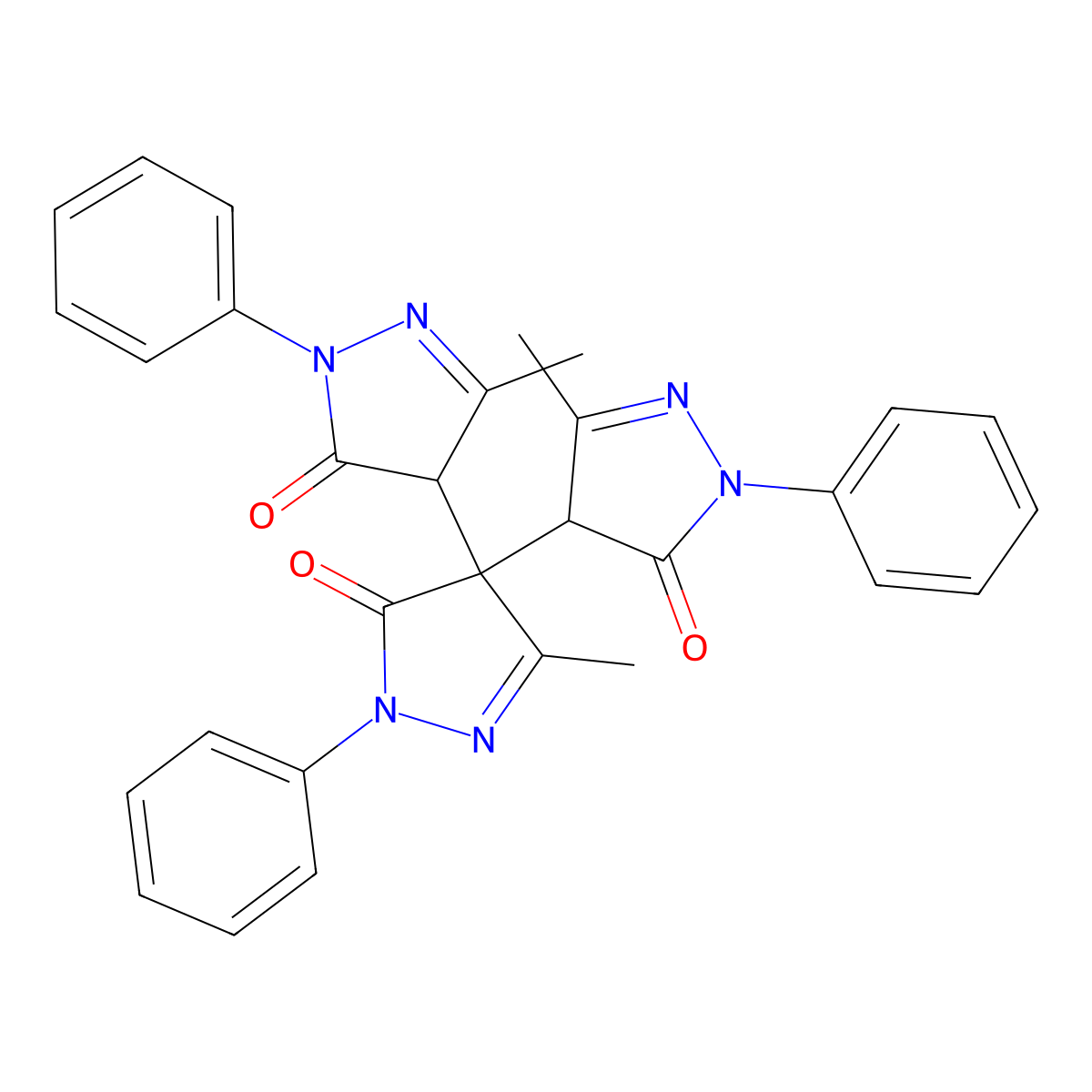 5-methyl-4,4-bis(3-methyl-5-oxo-1-phenyl-4H-pyrazol-4-yl)-2-phenylpyrazol-3-one molecular structure, CAS 68195-63-1