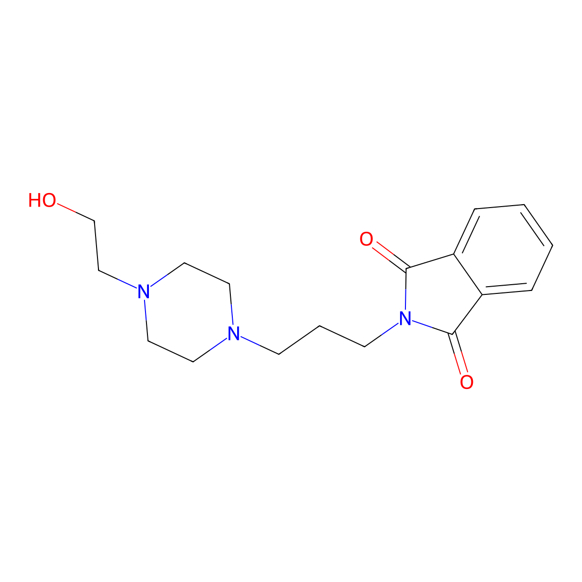N-[3-[4-(2-hydroxyethyl)-1-piperazinyl]propyl]phthalimide molecular structure, CAS 6820-97-9