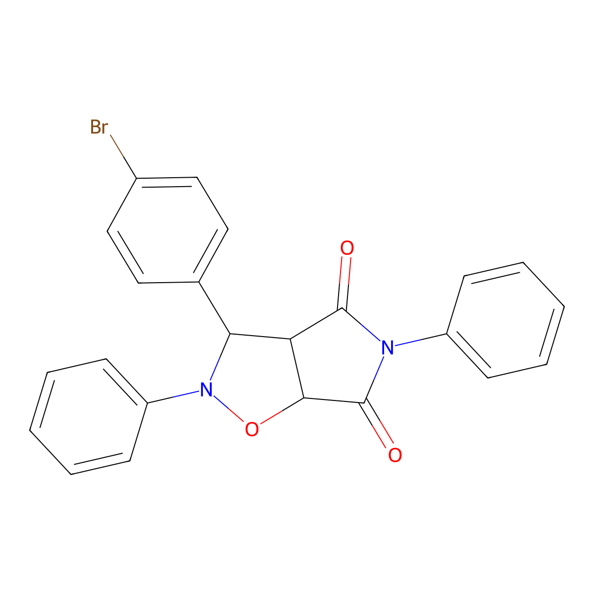 3-(4-bromophenyl)-2,5-diphenyldihydro-2H-pyrrolo[3,4-d][1,2]oxazole-4,6(3H,5H)-dione molecular structure, CAS 68204-36-4