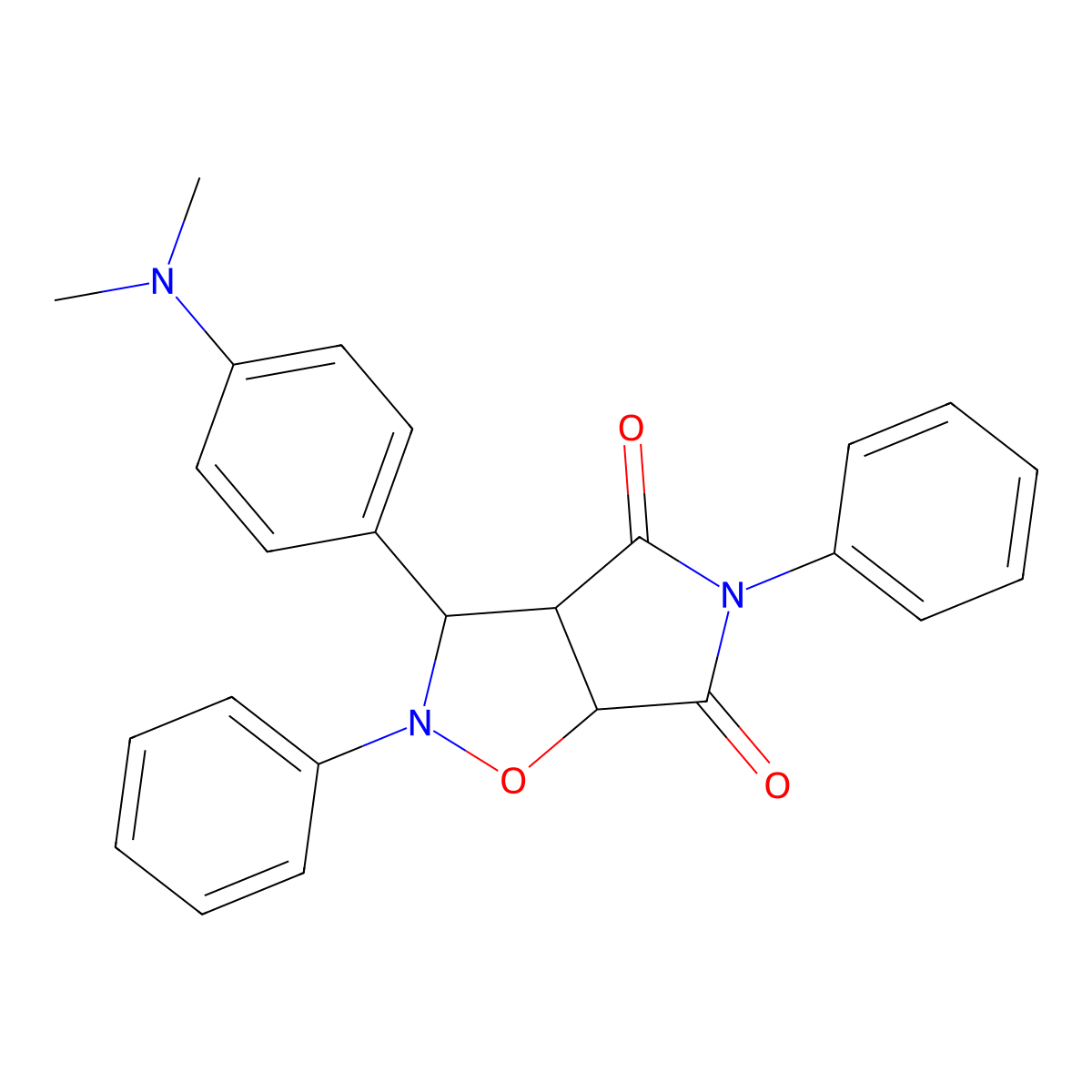 3-(4-(dimethylamino)phenyl)-2,5-diphenyldihydro-2H-pyrrolo[3,4-d]isoxazole-4,6(5H,6aH)-dione molecular structure, CAS 68204-37-5