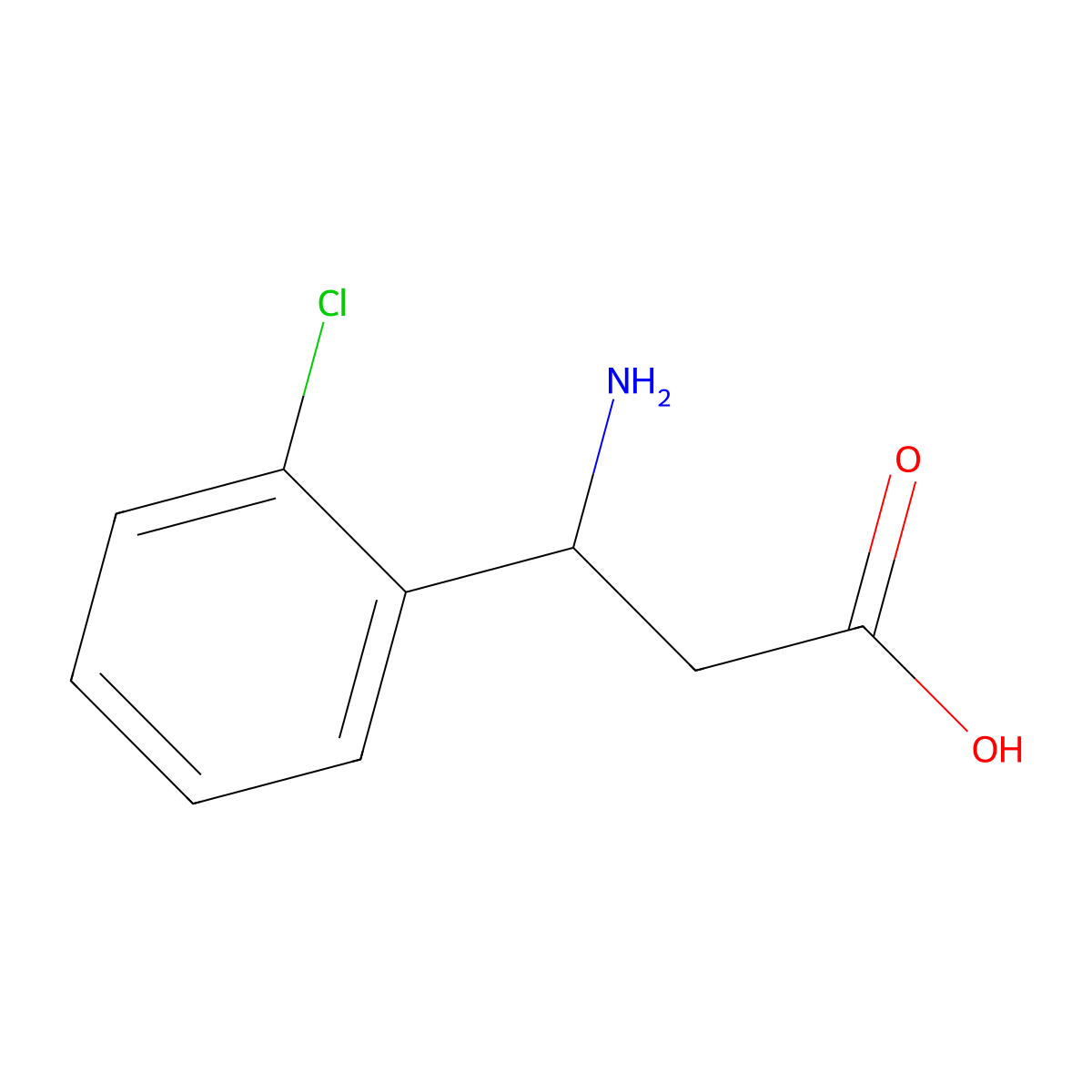 3-Amino-3-(2-chlorophenyl)propanoic acid molecular structure, CAS 68208-20-8
