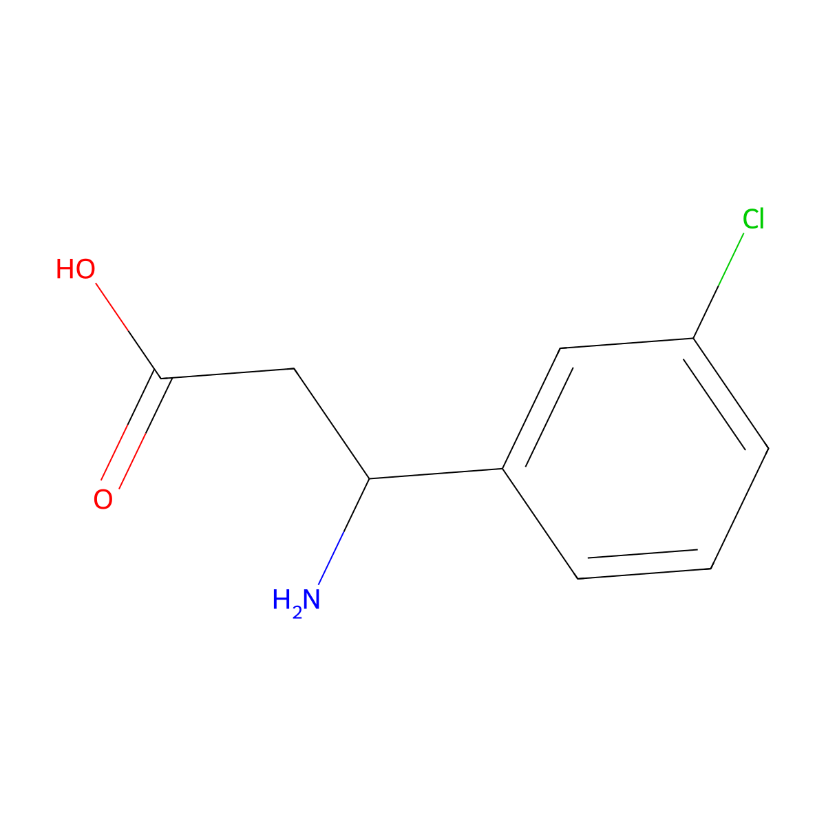 3-Amino-3-(3-chlorophenyl)propanoic acid molecular structure, CAS 68208-21-9