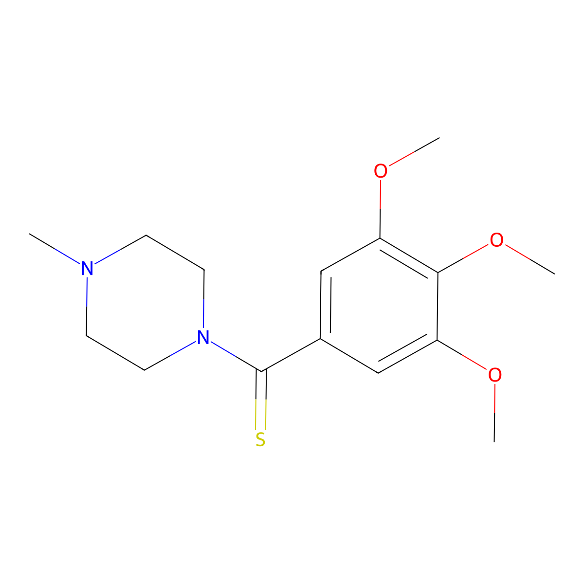 (4-Methylpiperazin-1-yl)-(3,4,5-trimethoxyphenyl)methanethione molecular structure, CAS 68209-01-8