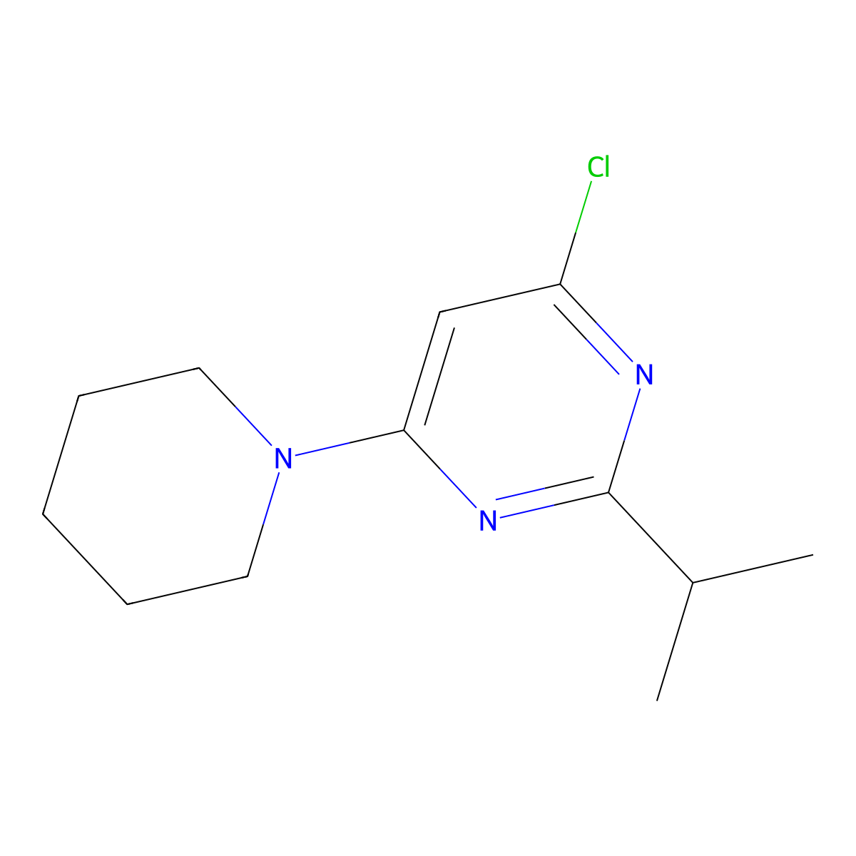 4-Chloro-2-(iso-propyl)-6-(piperidin-1-yl)-pyrimidine molecular structure, CAS 68210-31-1