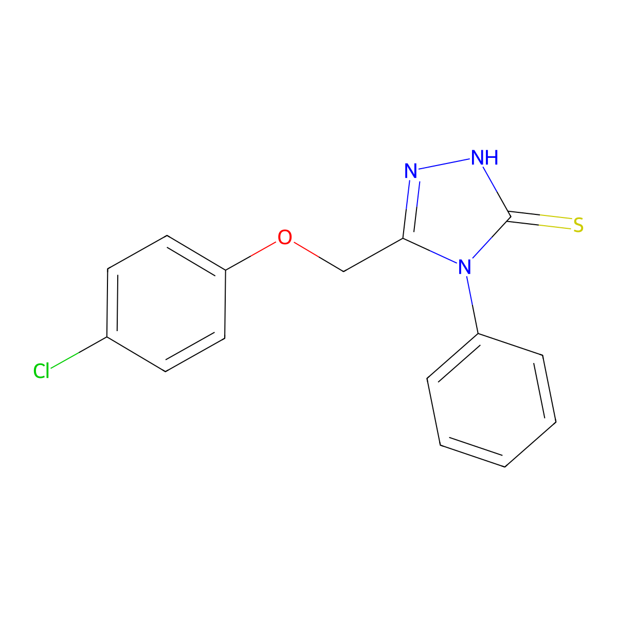 5-[(4-chlorophenoxy)methyl]-4-phenyl-4H-1,2,4-triazole-3-thiol molecular structure, CAS 68212-26-0
