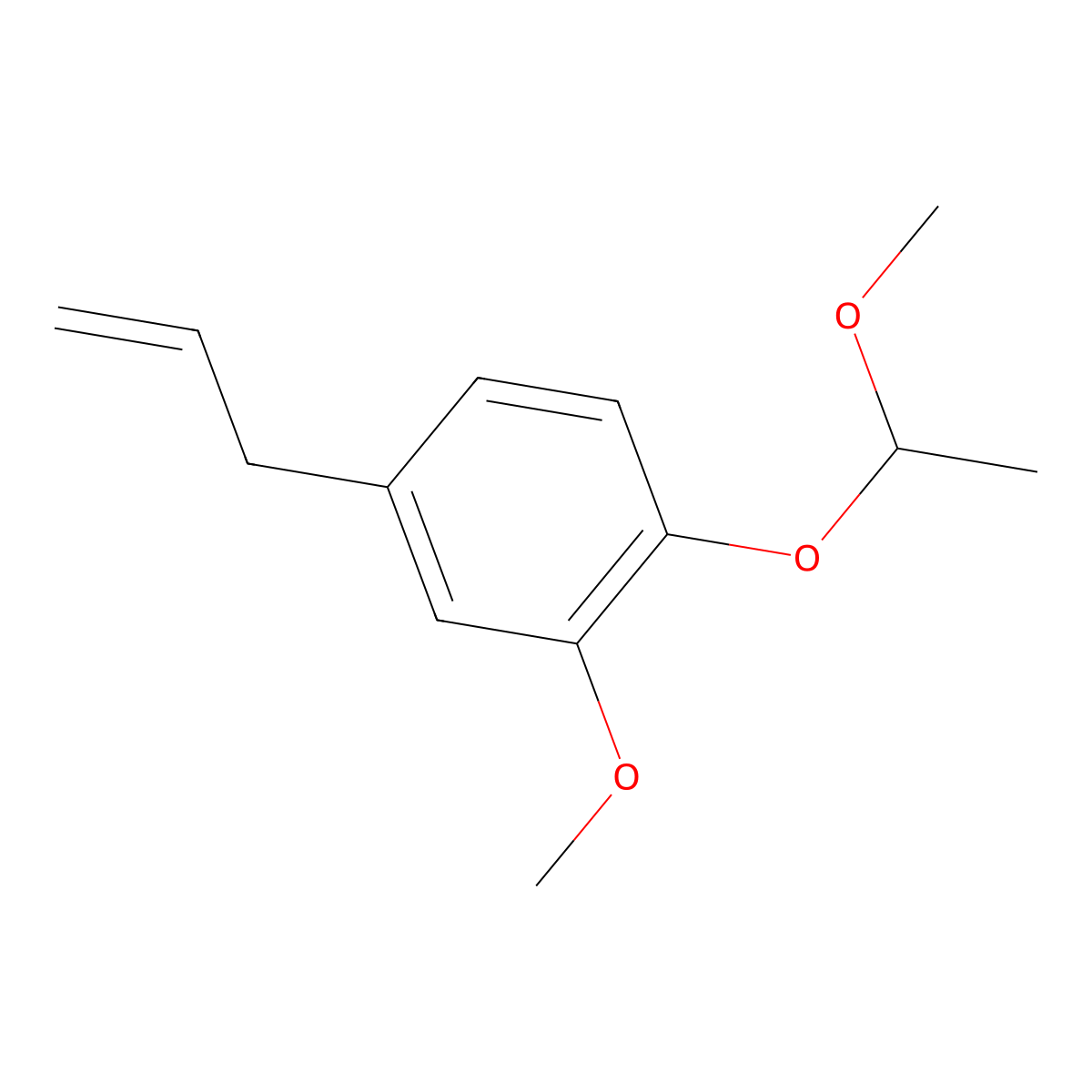 Benzene, 2-methoxy-1-(1-methoxyethoxy)-4-(2-propen-1-yl)- molecular structure, CAS 68213-85-4
