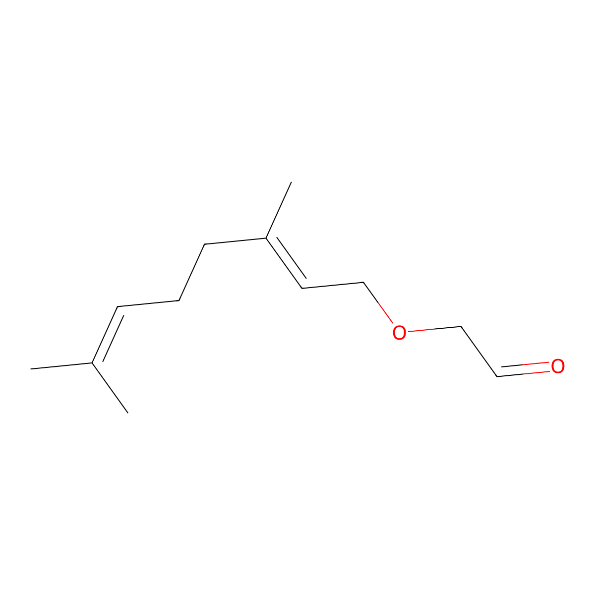 Acetaldehyde, ((3,7-dimethyl-2,6-octadienyl)oxy)- molecular structure, CAS 68213-87-6